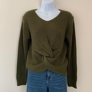 Knotted cropped front sweater
